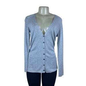 Banana Republic Womens Gray Silk Polyester Blend Button Down Cardigan Sweater